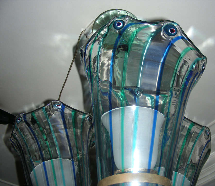 1960s Italian Murano Glass Chandelier by Venini For Sale 4