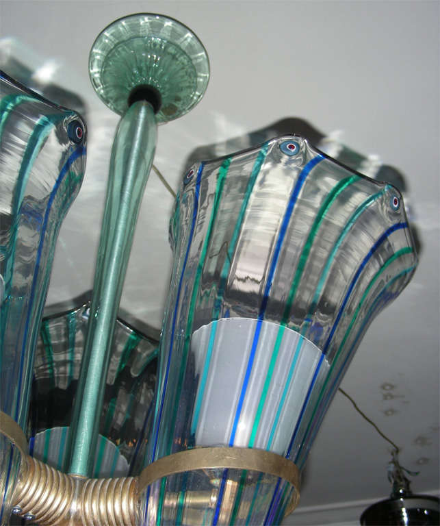 1960s Italian Murano Glass Chandelier by Venini For Sale 5