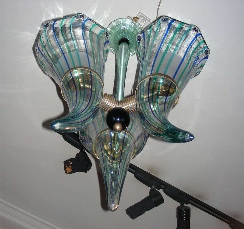 1960s Italian Murano Glass Chandelier by Venini For Sale 6