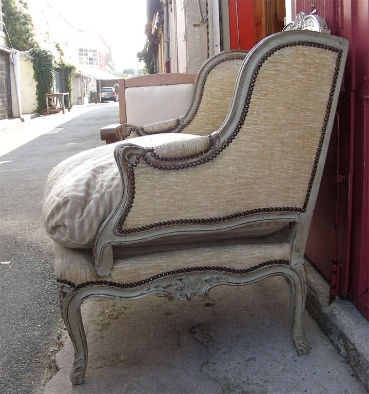 Wood Large 1900-1920 Louis XV STyle Winged Armchair For Sale
