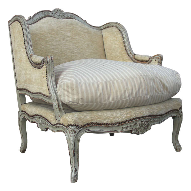Large 1900-1920 Louis XV STyle Winged Armchair For Sale