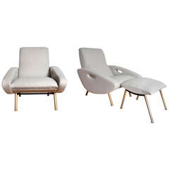 Pair of Lounge Chair and ottoman by Marco Zanuso