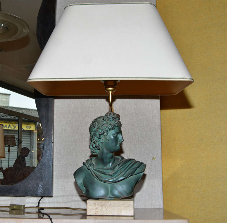 1950s Lamp with an Antique Inspired Bust at the Base
