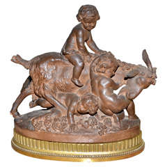 1880s Terracotta Statuette with the Young Bacchus by A. Angles