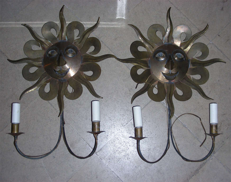 Two 1950-1960 Sun-Shaped Sconces