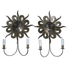Two 1950-1960 Sun-Shaped Sconces