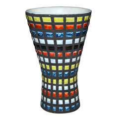 Mosaic pattern on ceramic vase by Capron made in Vallauris.