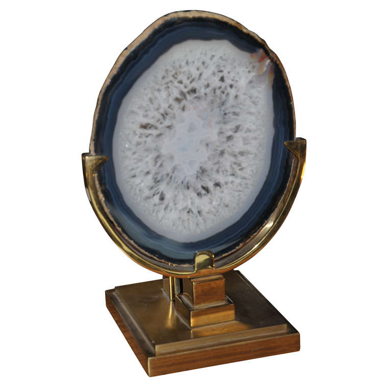 Pair of Blue Agates Table Lamps Attributed to Willy Daro at 1stDibs