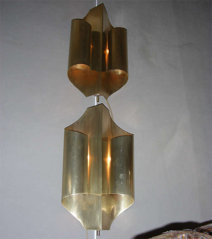 Two 1970s gilded brass sconces in the style of Maison Charles, with a light dimmer.