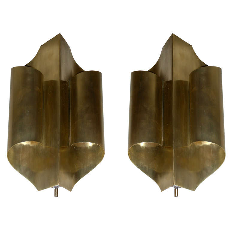 Due lampade a muro degli anni '70 nello stile di Maison Charles