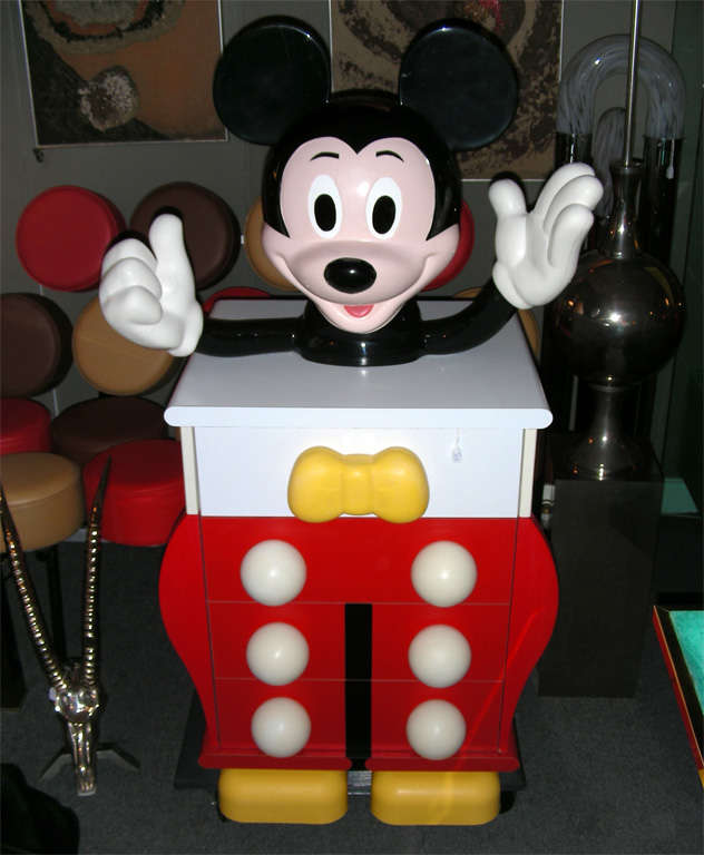 1980s Mickey Mouse commode in plywood and plastic with four drawers, edited by Starform.