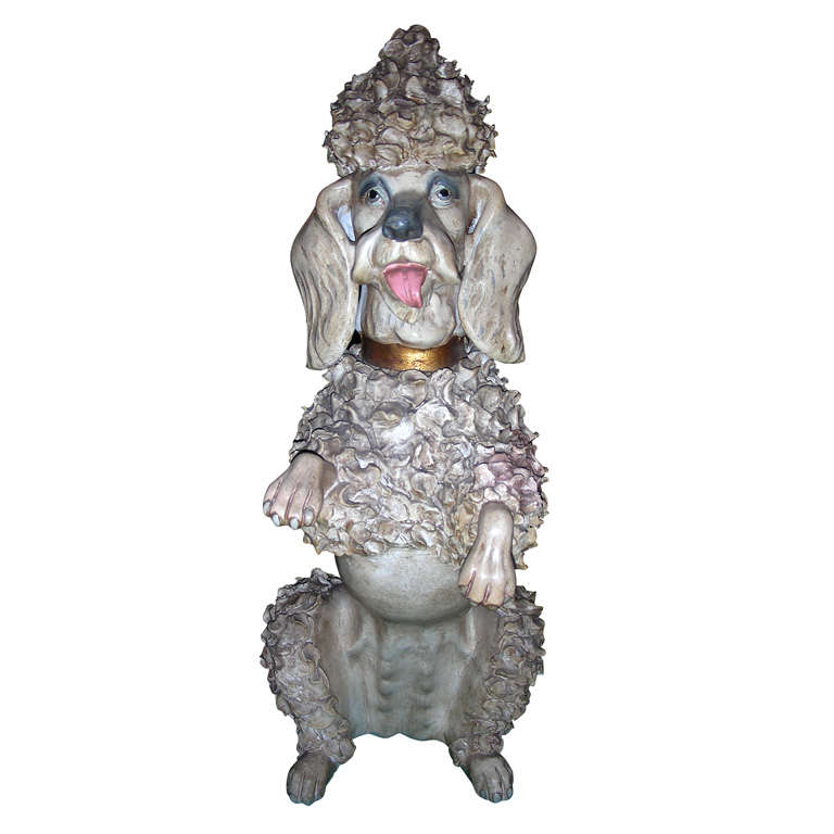 1950s Ceramic Poodle Signed Franju