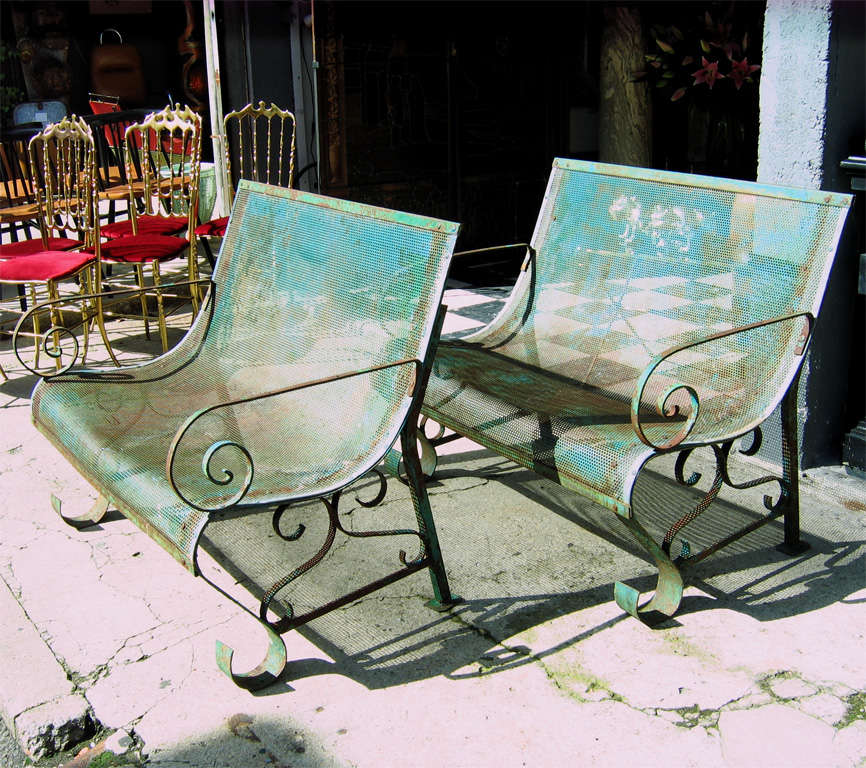 Two 1950s Iron Benches 3