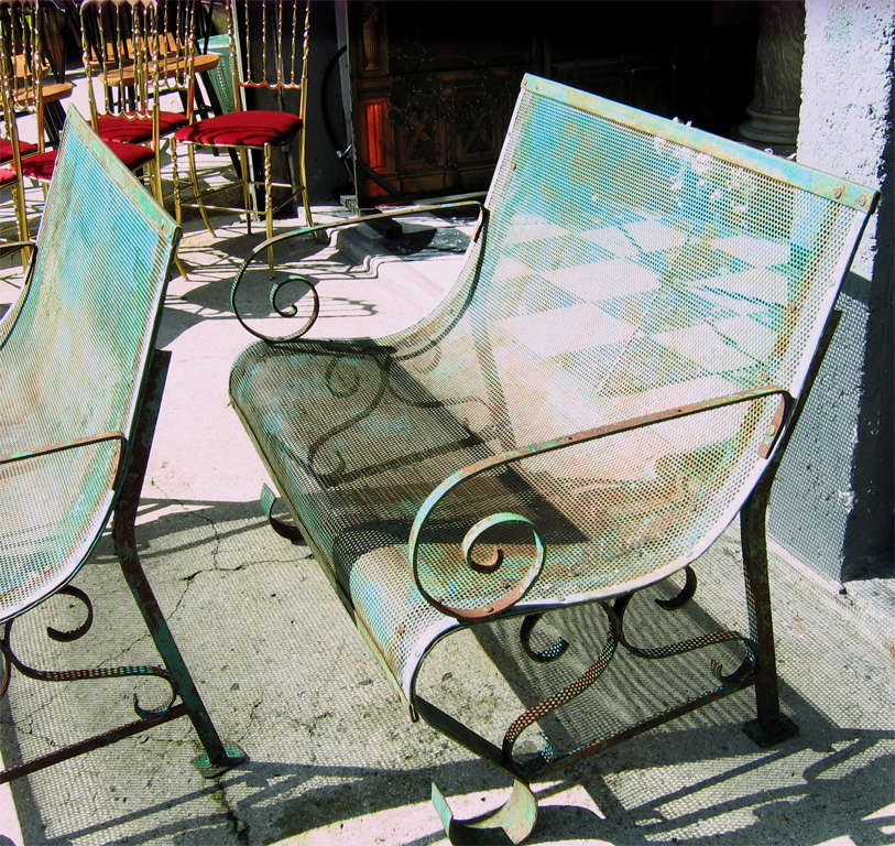 Two 1950s Iron Benches 4