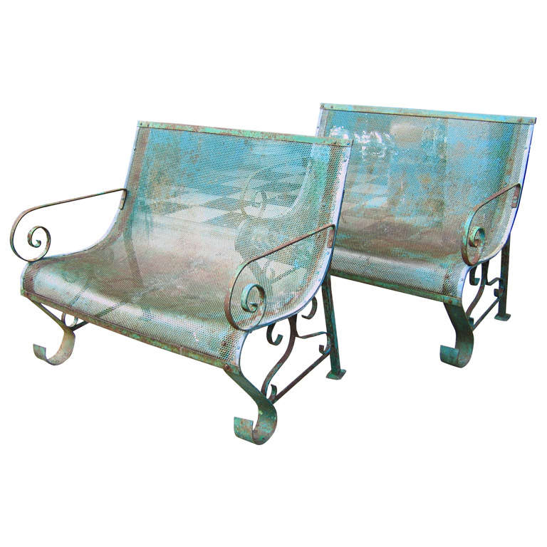 Two 1950s Iron Benches