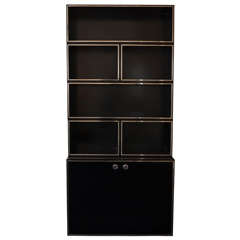 Black Varnished Wood Bookcase By Willy Rizzo