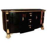 1940s Italian Black Lacquered Commode