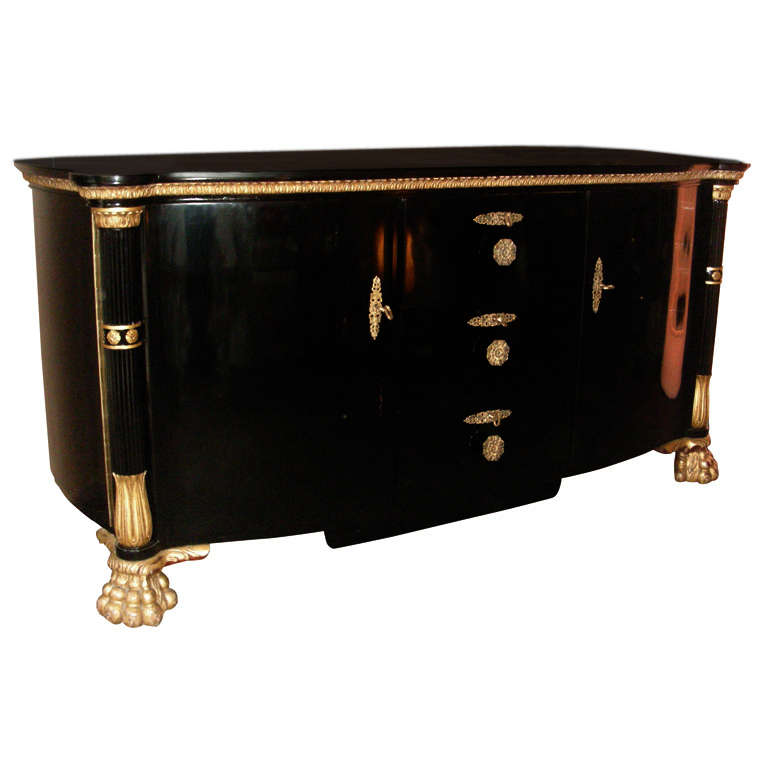1940s Italian Black Lacquered Commode For Sale