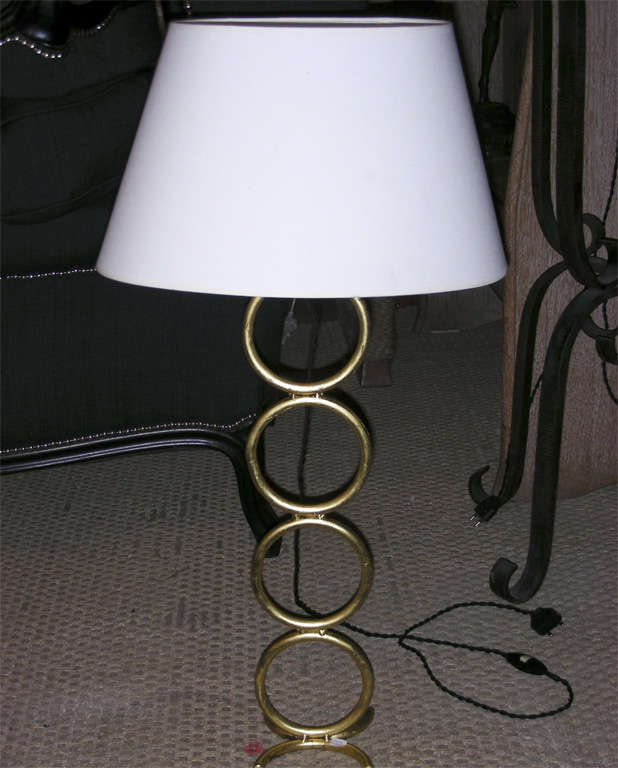 Two 1970s lamps in gilt wrought iron, with new shades.