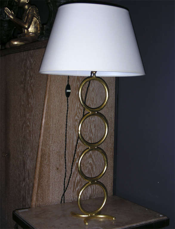 French Two 1970s Lamps in Gilt Wrought Iron For Sale