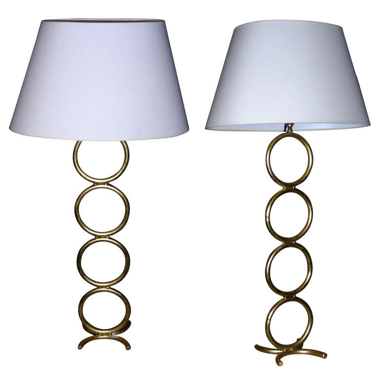 Two 1970s Lamps in Gilt Wrought Iron For Sale