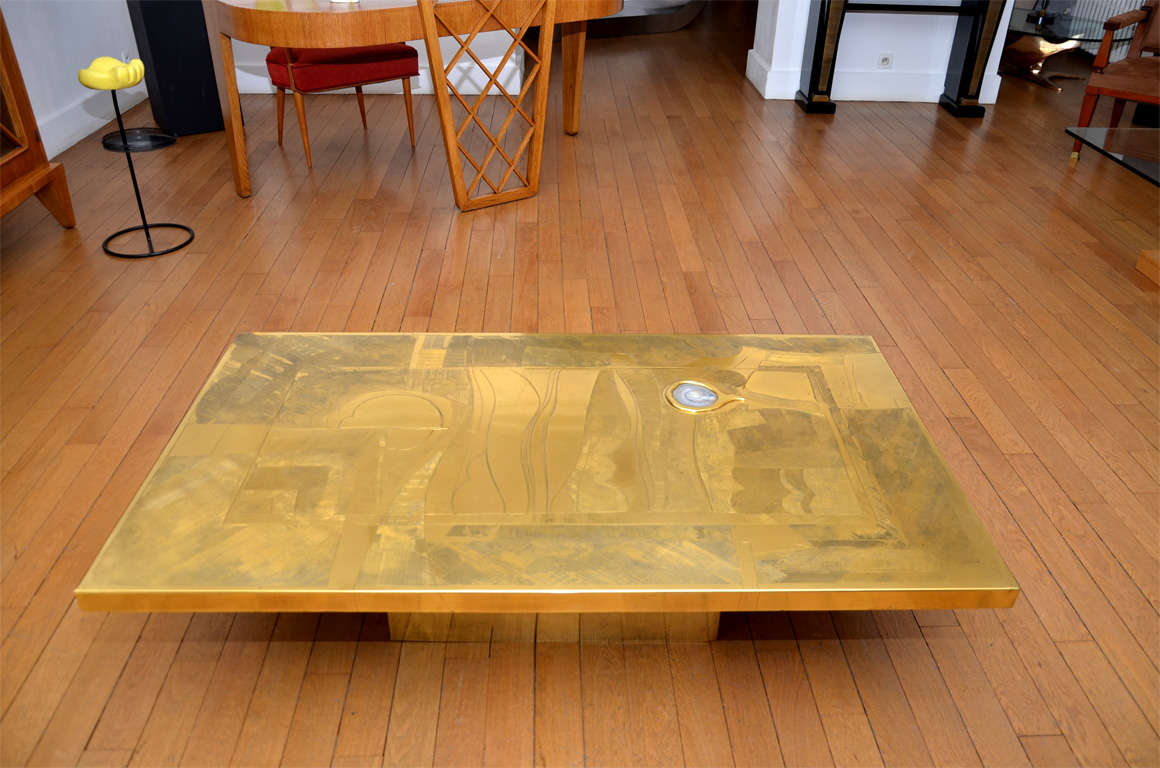 Rectangular Gilt Coffee Table By Armand Jonckers