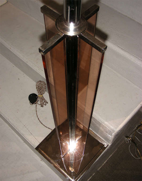 Modernist 1930s Glass Lamp by Jacques Adnet In Excellent Condition In New York, NY