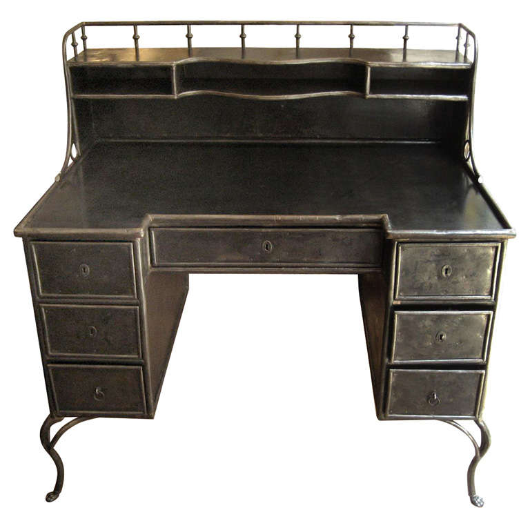 Handsome 1830s Polished Metal Desk For Sale