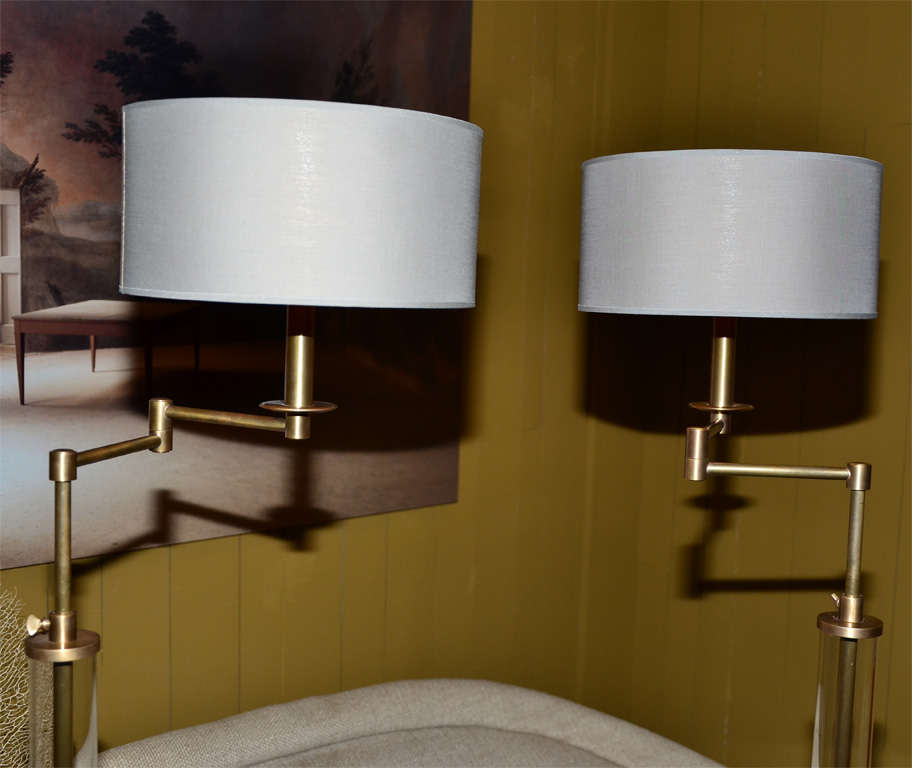 French Pair Of Reading Floorlamps With Glass Tubes
