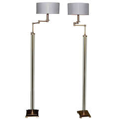 Pair Of Reading Floorlamps With Glass Tubes