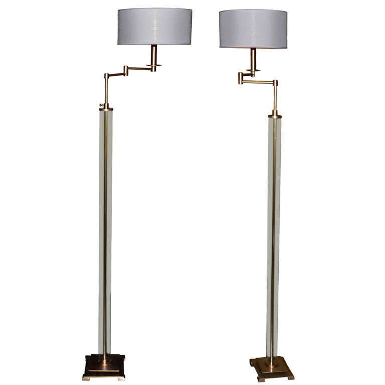 Pair Of Reading Floorlamps With Glass Tubes