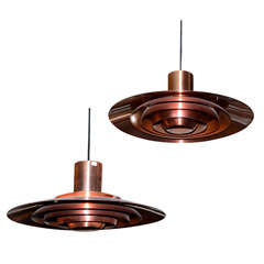Pair of Copper Suspensions by Preben Fabricius and Jorgen Kastholm