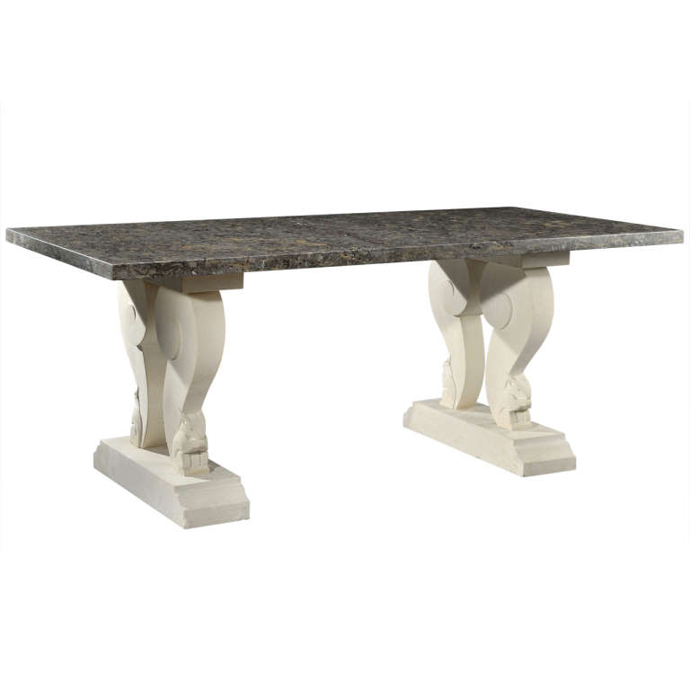 Dining Room Table in Stone and Marble, circa 1930 For Sale