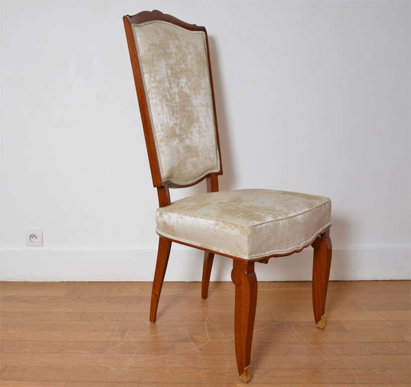 French Set of Ten Mahogany Sits by Jules Leleu For Sale