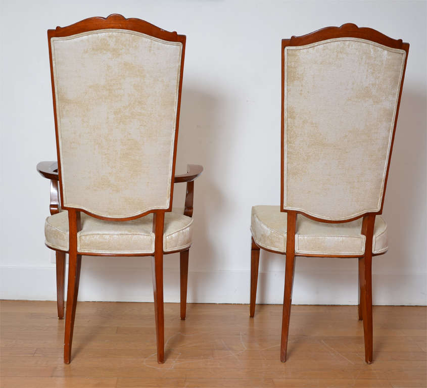 Mid-20th Century Set of Ten Mahogany Sits by Jules Leleu For Sale