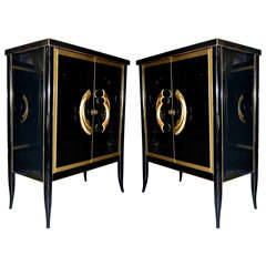 Uncommon pair of cabinet in mirror by F.Erba.
