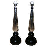 Pair of lamps in murano glass and mirror . Pair of lamps in murano glass and mirror .