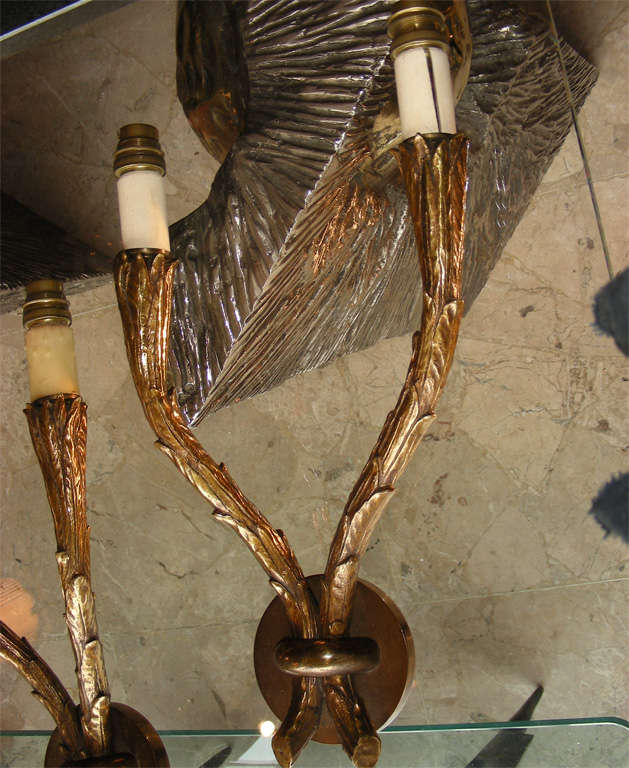 French Two 1950-1960 Sconces by Maison Baguès For Sale