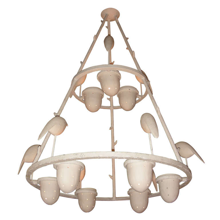 1990s Chandelier in Metal and Plaster by Jacques Andrieux