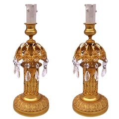 Two 1940-1950 Candlesticks Mounted as Lamps