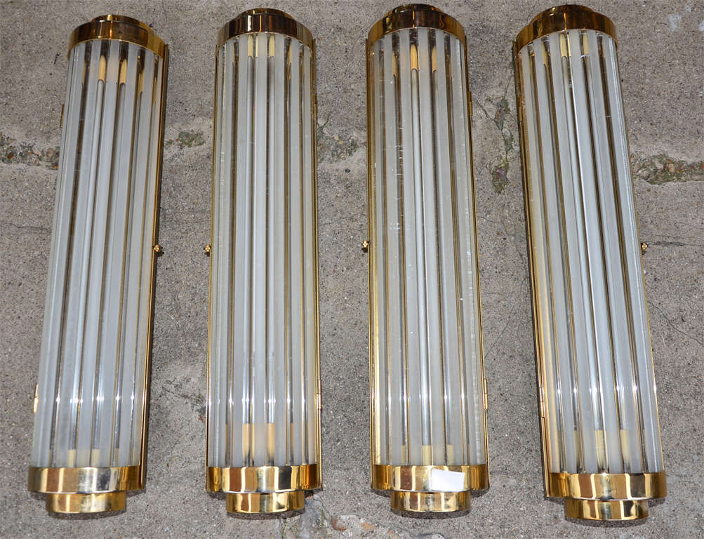 French Eight 1950s Sconces in the Style of Genet et Michon For Sale