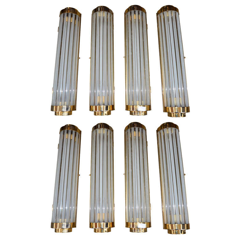 Eight 1950s Sconces in the Style of Genet et Michon For Sale