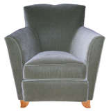 Dominique Armchair Recovered In Green Mohair