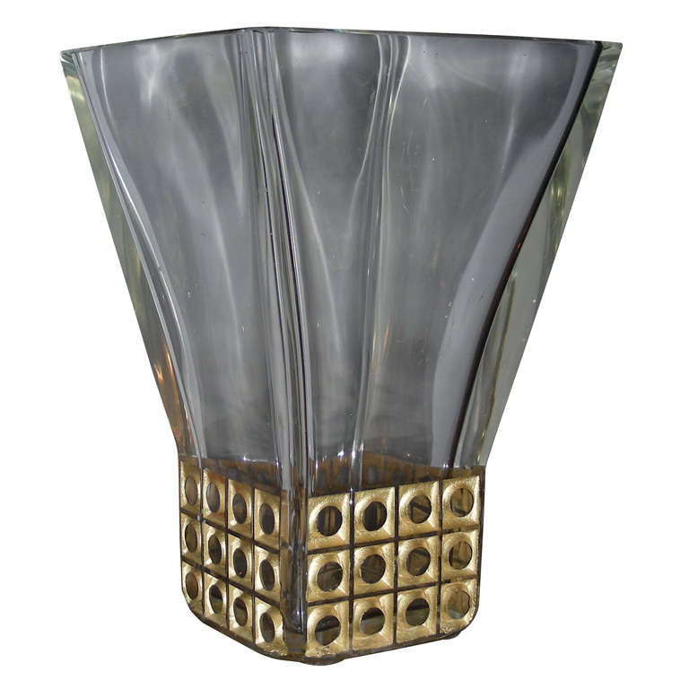 Jean Luce - Transparent Geometric Glass Vase For Sale