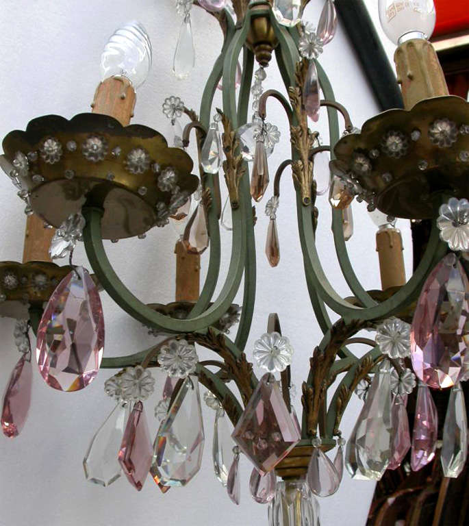 French 1920s Chandelier and Two Matching Sconces attributed to Maison Baguès
