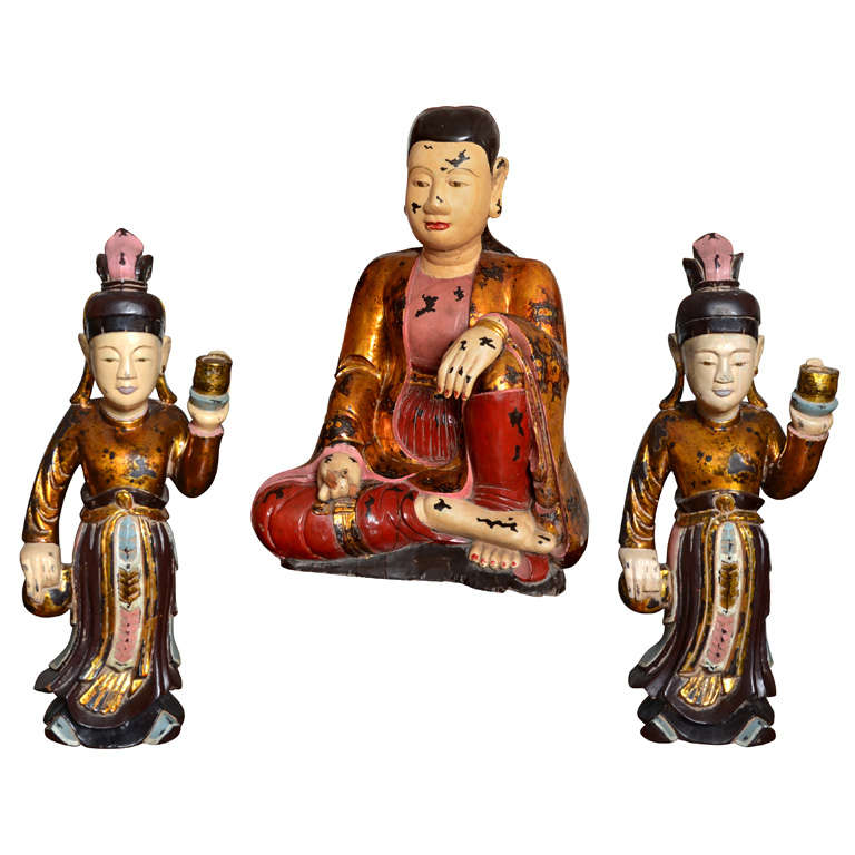 A Seating Buddah And Worshippers For Sale