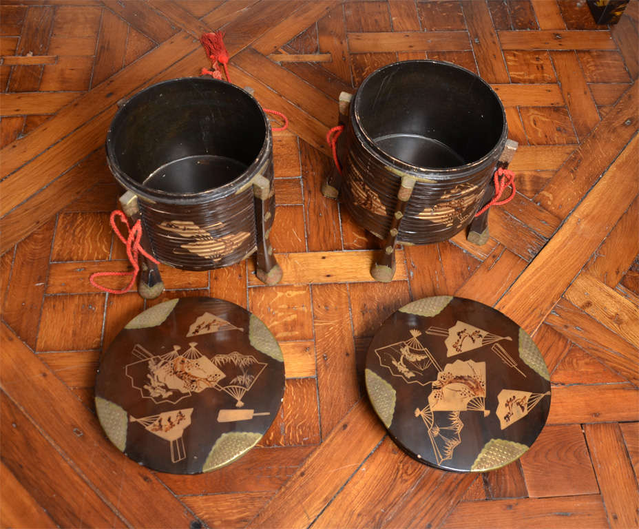 A Pair Of Japanese Lacquer  'hakko Bako' Boxes And Covers  Edo Period For Sale 2
