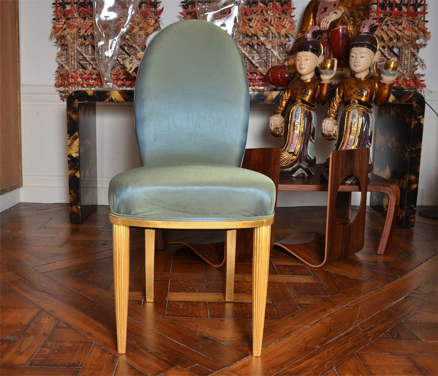French Pair Of Art Deco Side Chairs Manner Of Jules Leleu