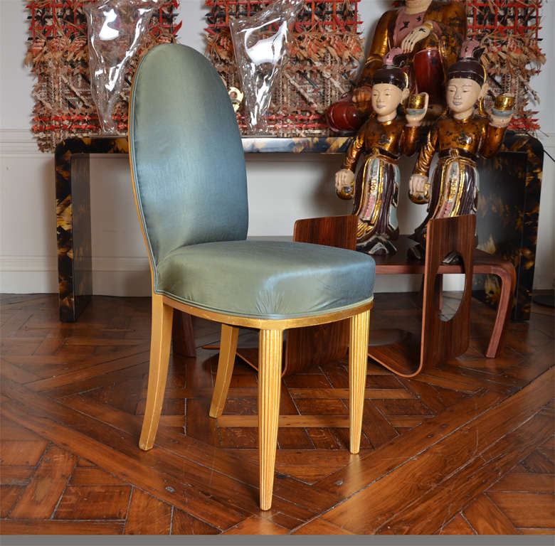 Mid-20th Century Pair Of Art Deco Side Chairs Manner Of Jules Leleu