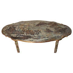Vintage An Oval Shaped Philip And Kelvin Laverne Chinoiserie Coffee Table.